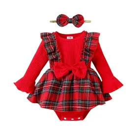 Ivy Tartan Pinafore Romper Set