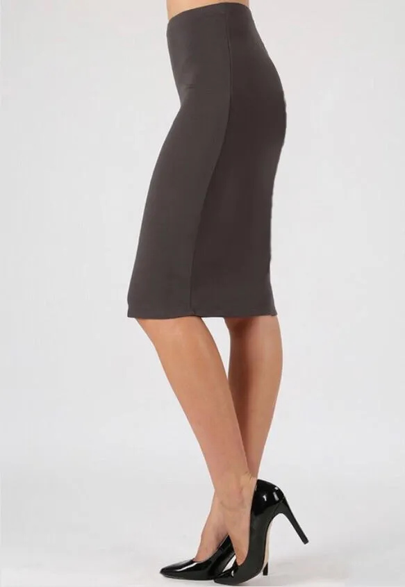 Josie Premium Pencil Skirt- Charcoal