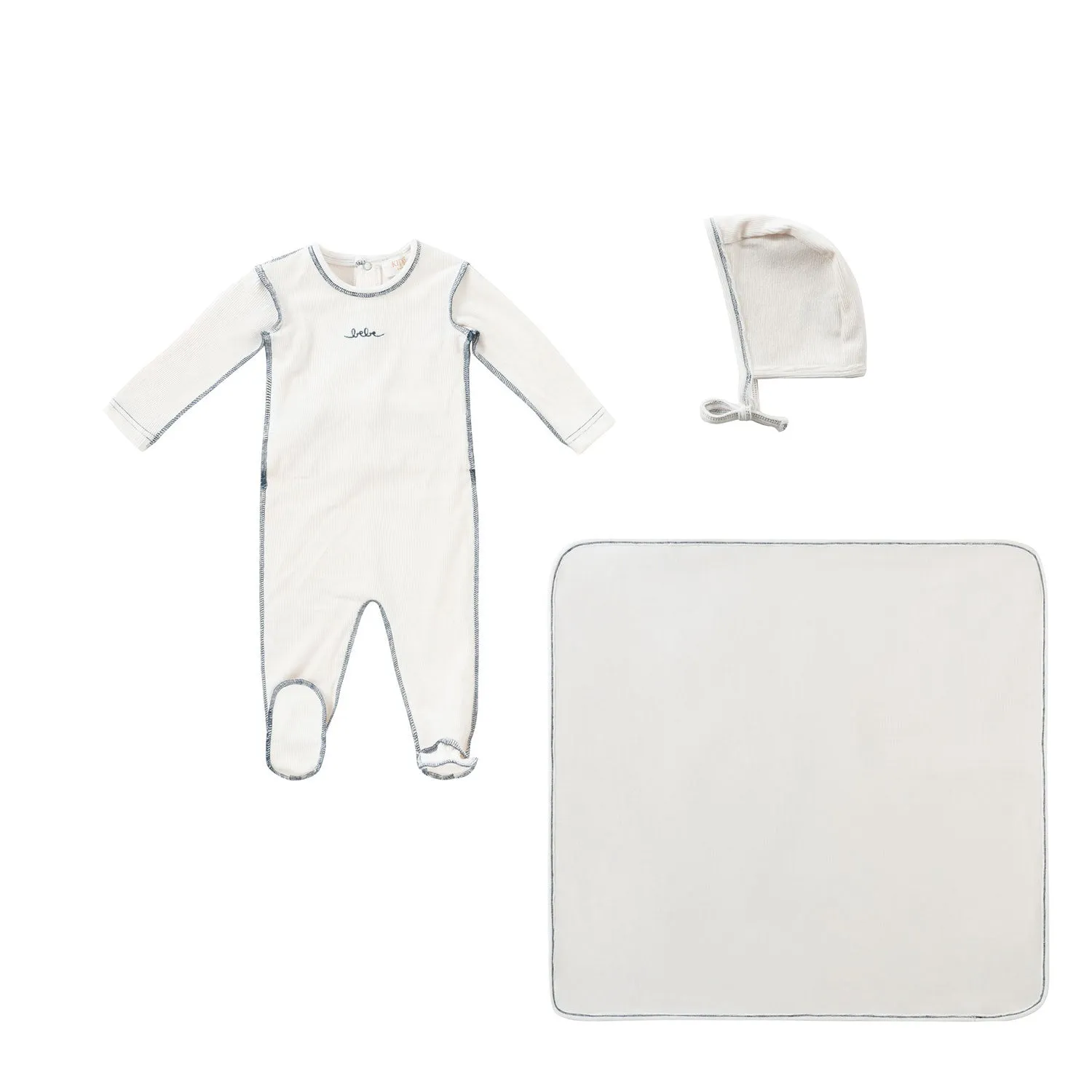 Kipp Baby Navy Edge Stitch Layette Set
