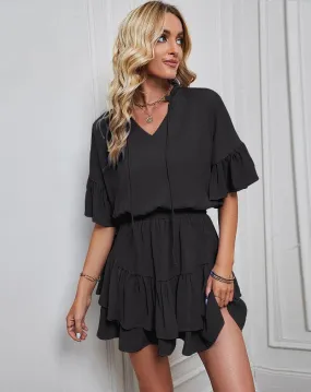 Ladies Flounce Solid Color Daily Romper 2306-2