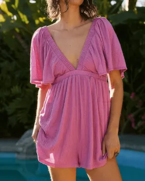 Ladies Jumpsuit Solid Color V-Neckline Romper SKJ323