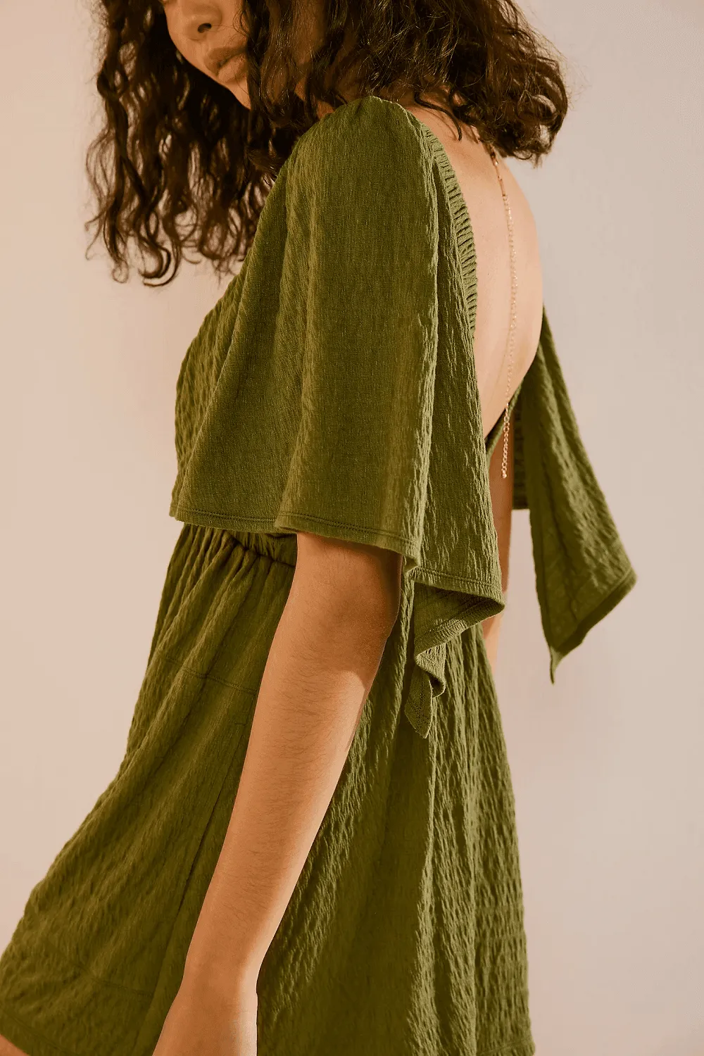 Ladies Jumpsuit Solid Color V-Neckline Romper SKJ323