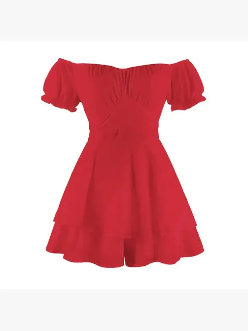 Ladies Puff Sleeves Off Shoulder Daily Romper GQSG