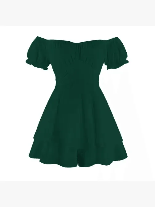 Ladies Puff Sleeves Off Shoulder Daily Romper GQSG