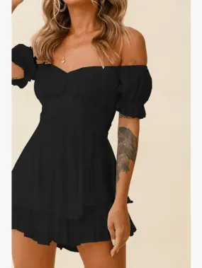 Ladies Puff Sleeves Off Shoulder Daily Romper GQSG