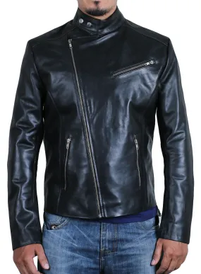 Leather Jackets Hub Mens Genuine Cowhide Leather Jacket (Black, Fencing Jacket) - 1501544