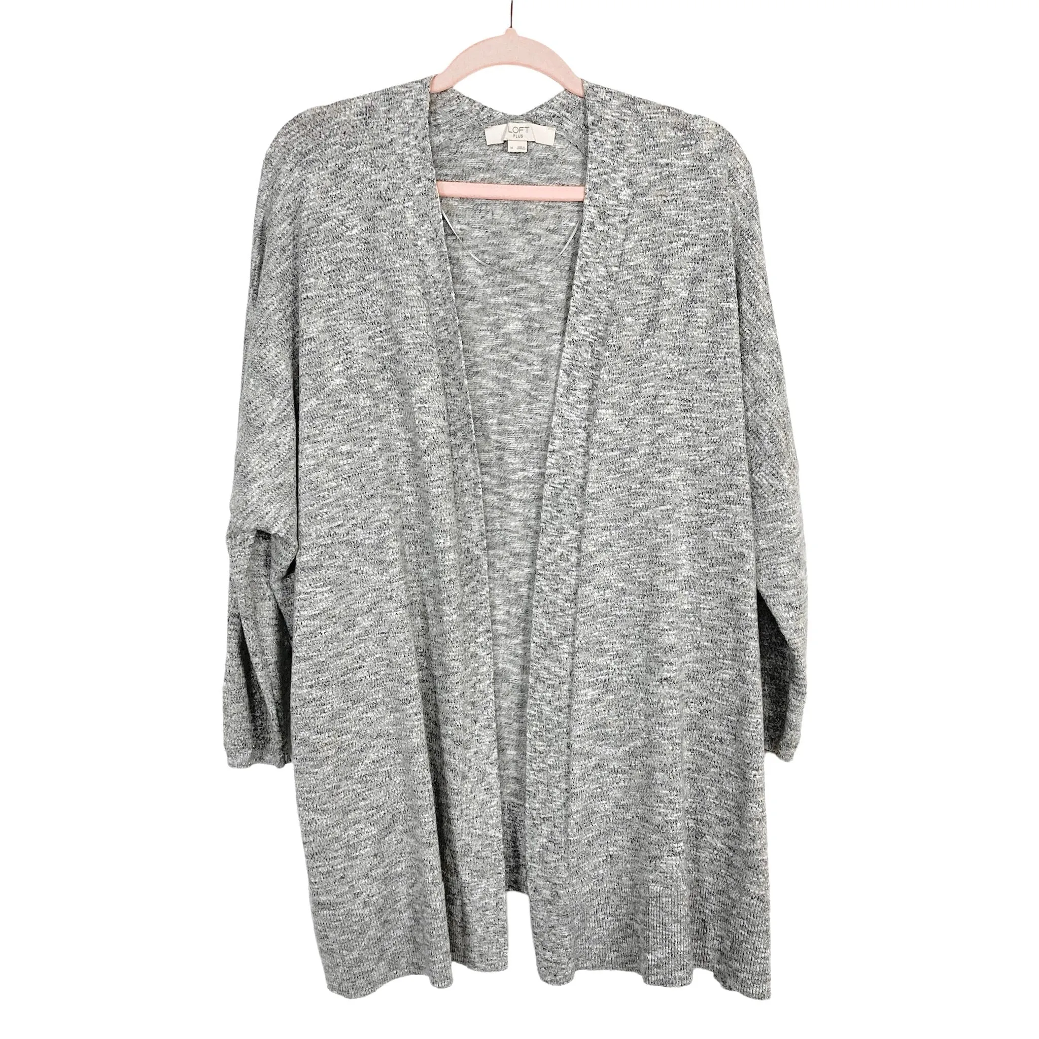 Loft Plus Gray Metallic Space Dye Open Cardigan- Size 14