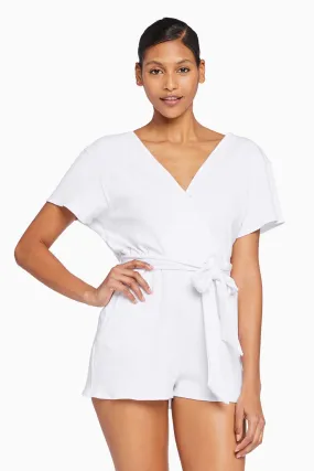 Logan Organic Rib Romper - White Organic Rib