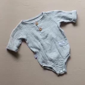 Long Sleeve Organic Cotton Baby Romper - French Grey