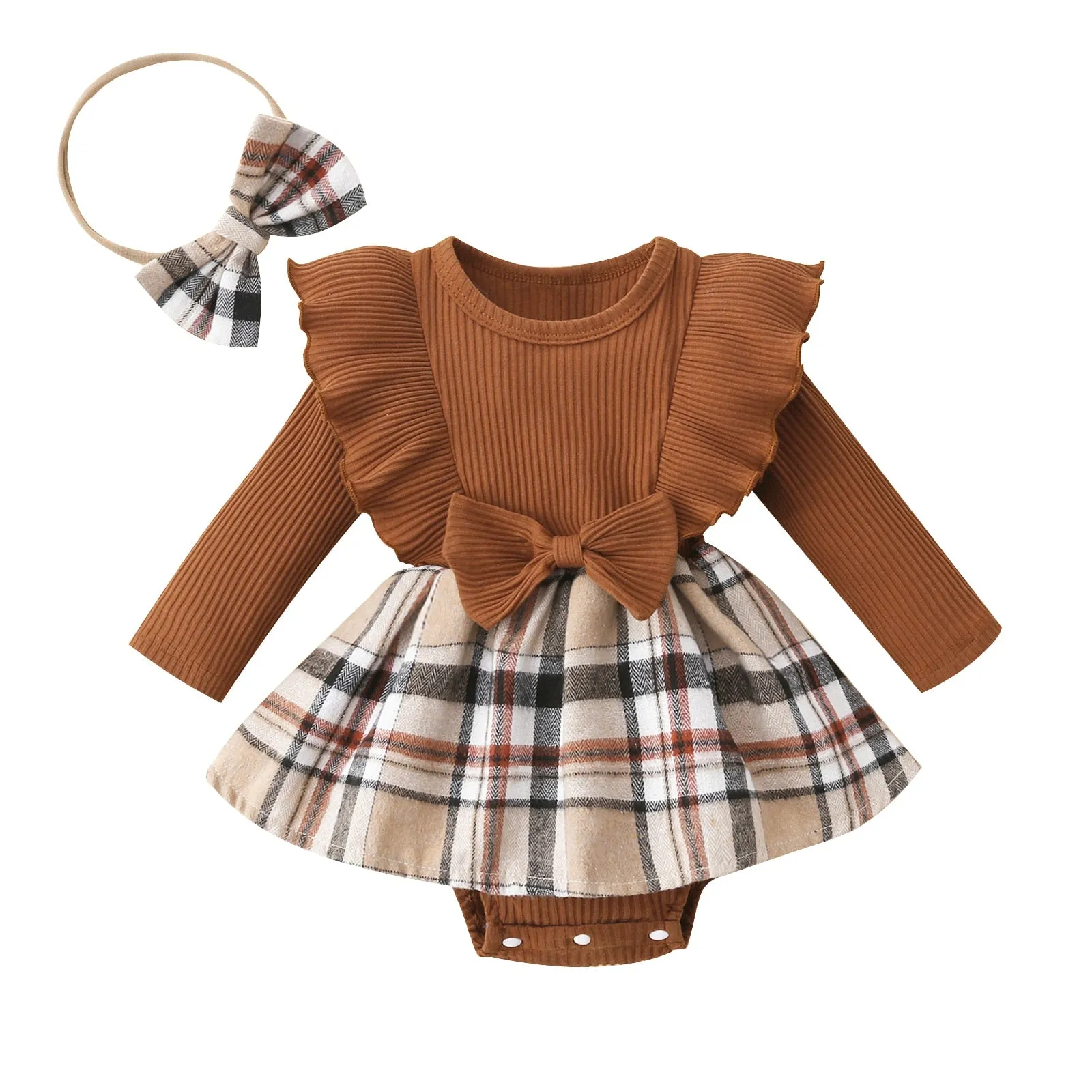 Marsha Ruffle Plaid Romper Set