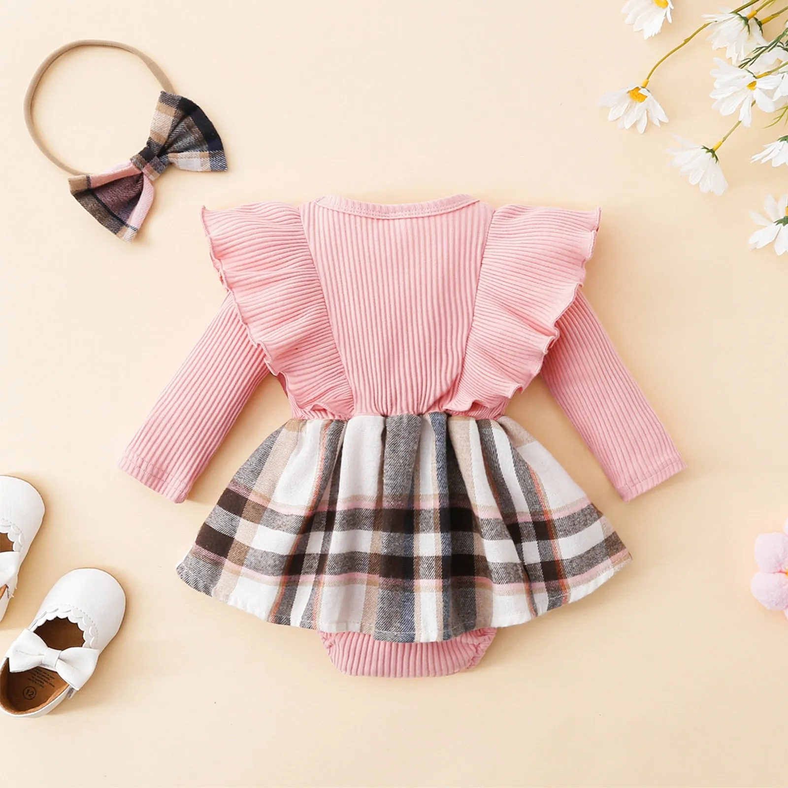 Marsha Ruffle Plaid Romper Set