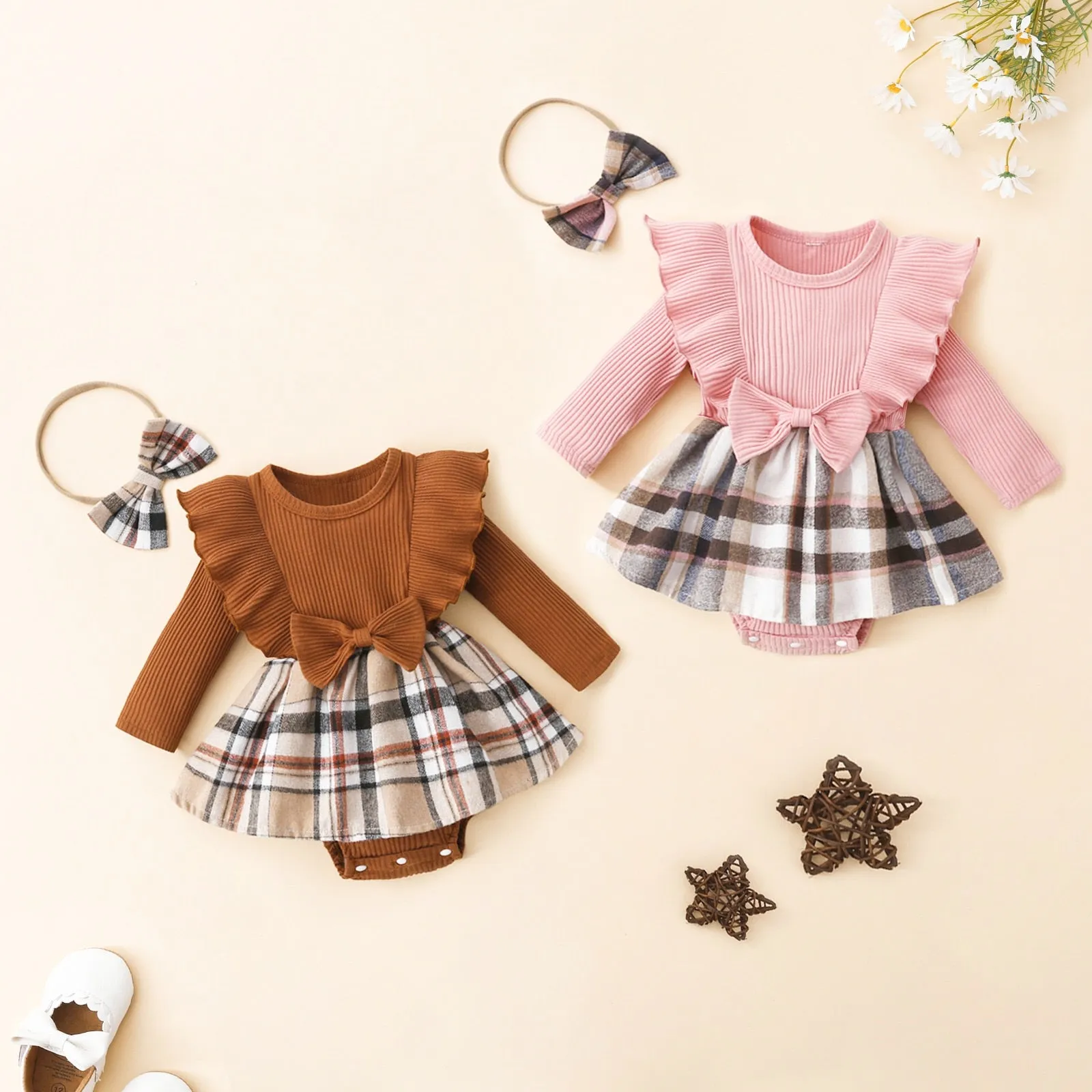 Marsha Ruffle Plaid Romper Set