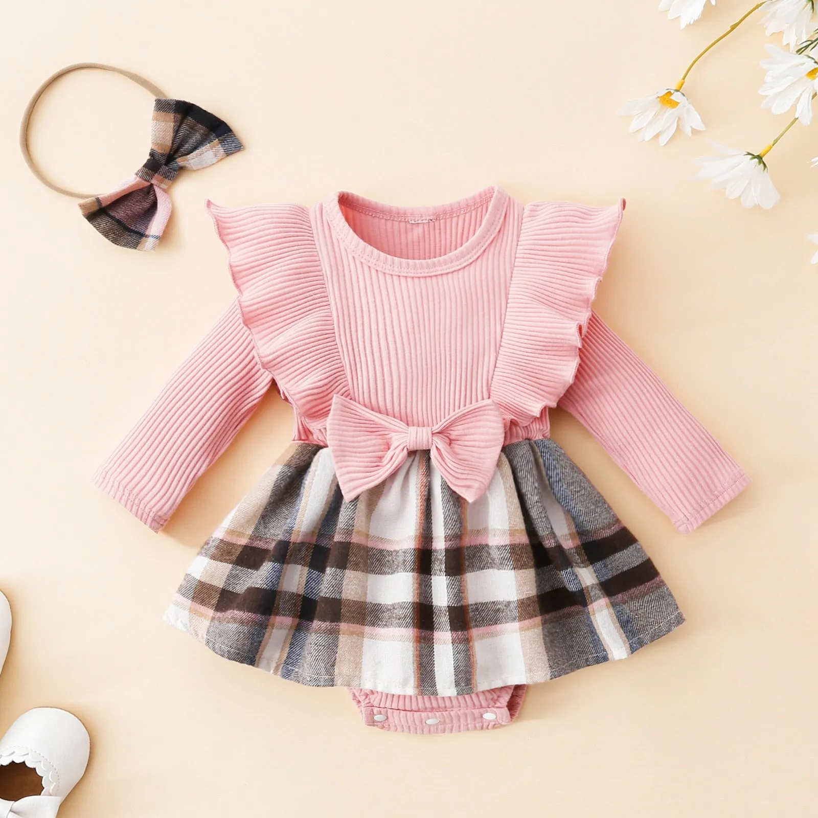 Marsha Ruffle Plaid Romper Set