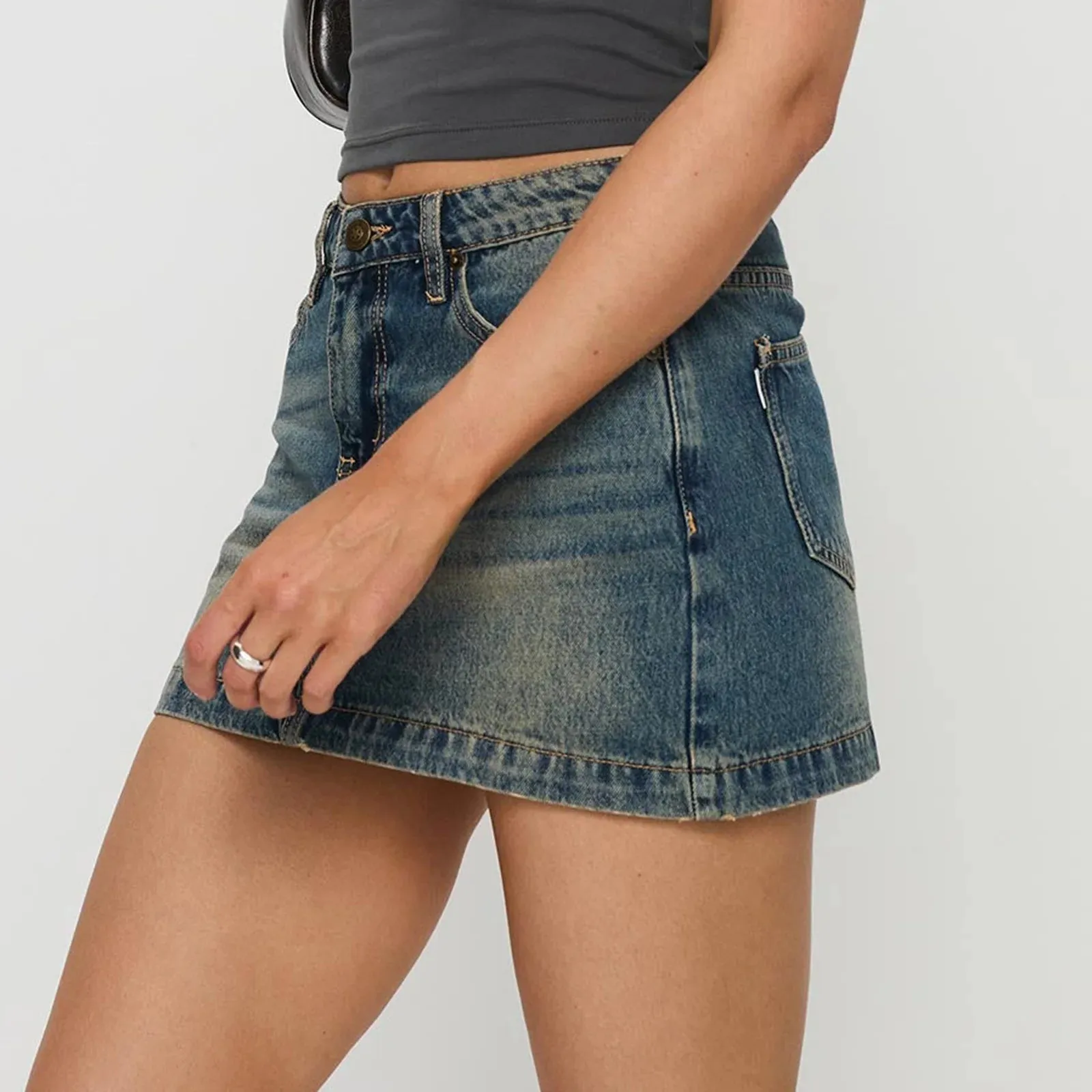 Maya Bow Knot Print Denim Mini Skirt