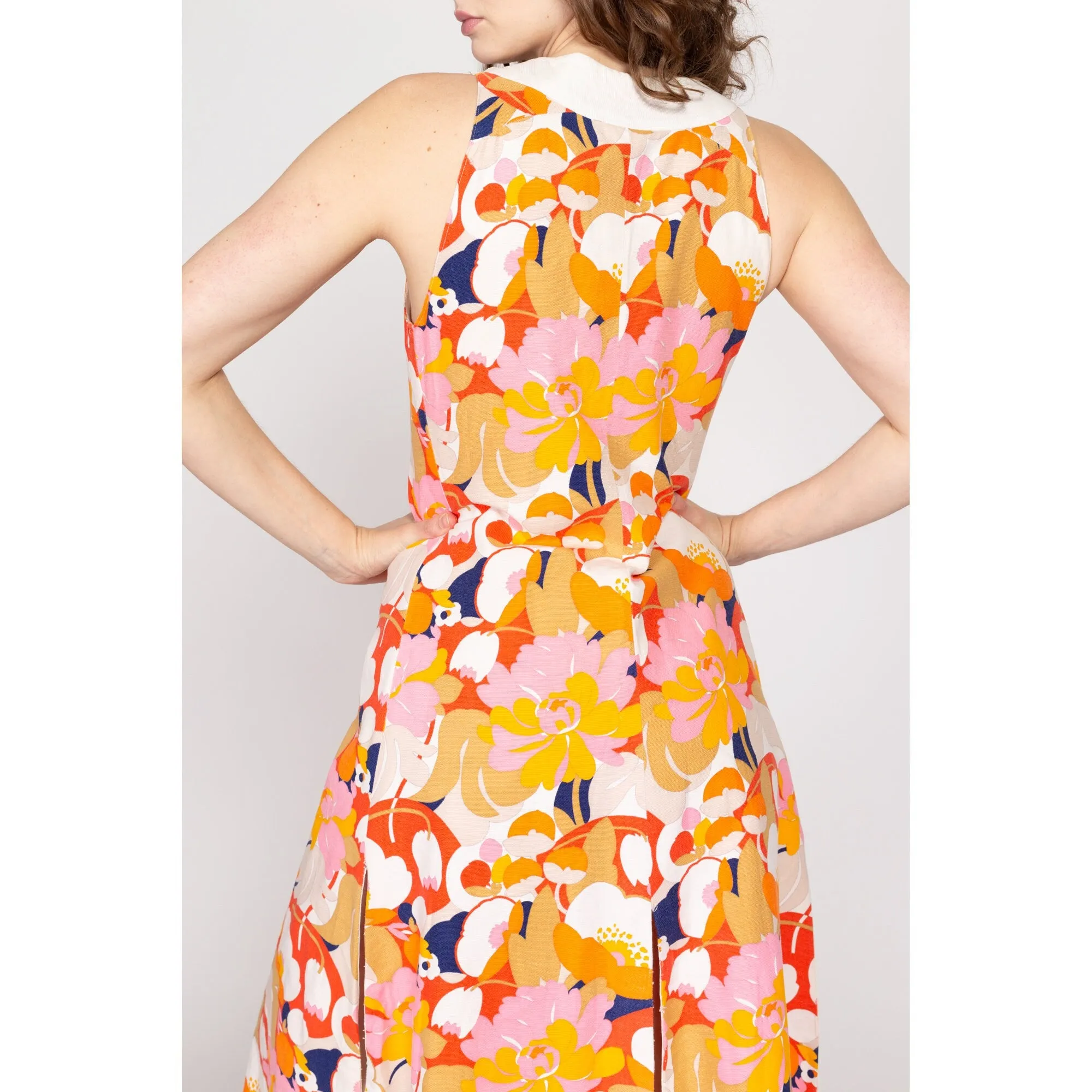 Medium 70s Tropical Floral Midi Cover Up Dress