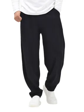 Men's 100% Cotton Elastic Waist Straight Casual Pants - Comfy & Breathable