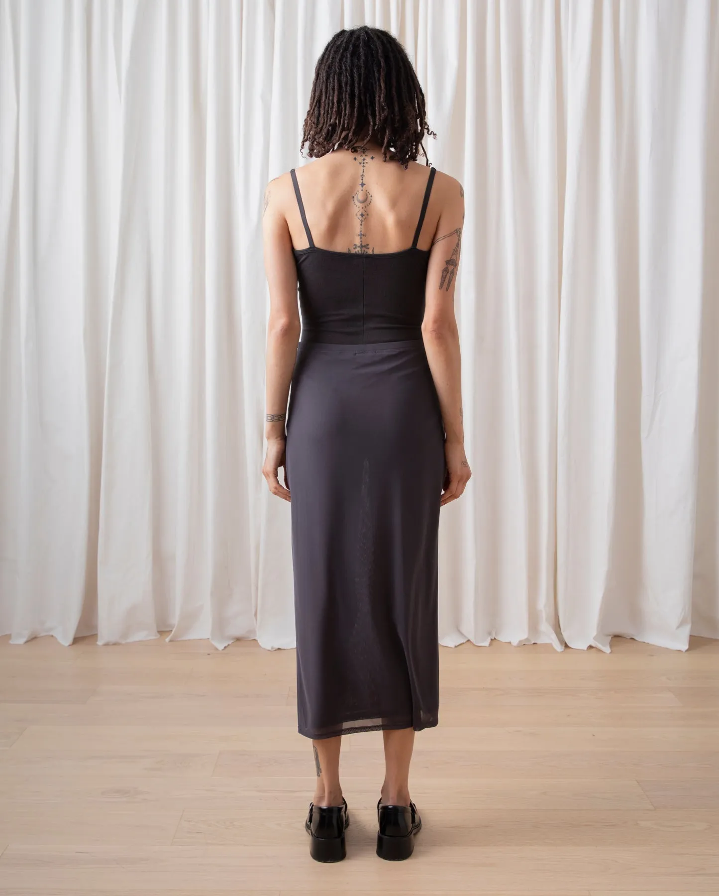 MESH PENCIL SKIRT - SHADOW