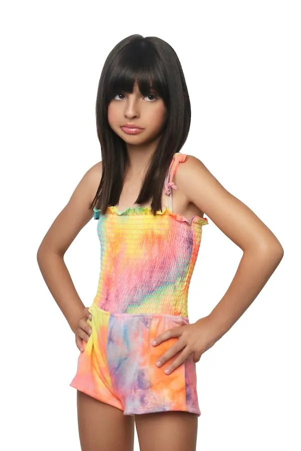 MIA Tie Dye Smocked Multi Color Romper