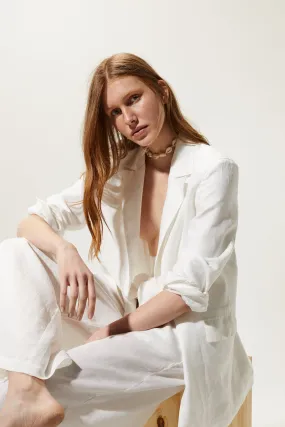 Milano Linen Blazer - White