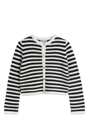 Monochrome Stripe Knitted Cardigan
