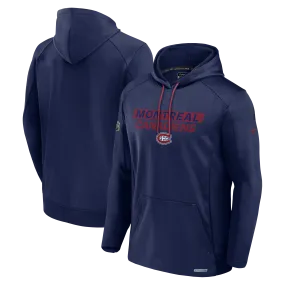 Montreal Canadiens NHL Fanatics Branded Men's Navy Authentic Pro Rink Pullover Hoodie