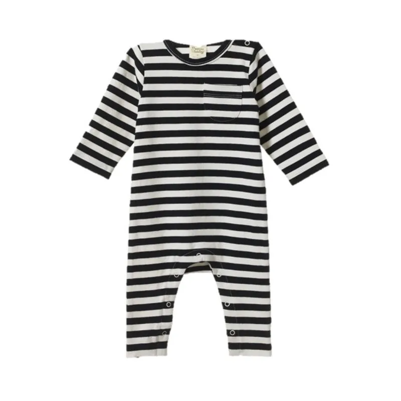 Nature Baby - Long Sleeve Romper - Navy Sea Stripe