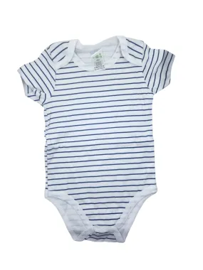 Navy   White Thin Striped Short Sleeve Romper