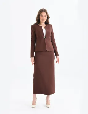NDL Women Brown Women's Suit with Pencil Skirt - Swords