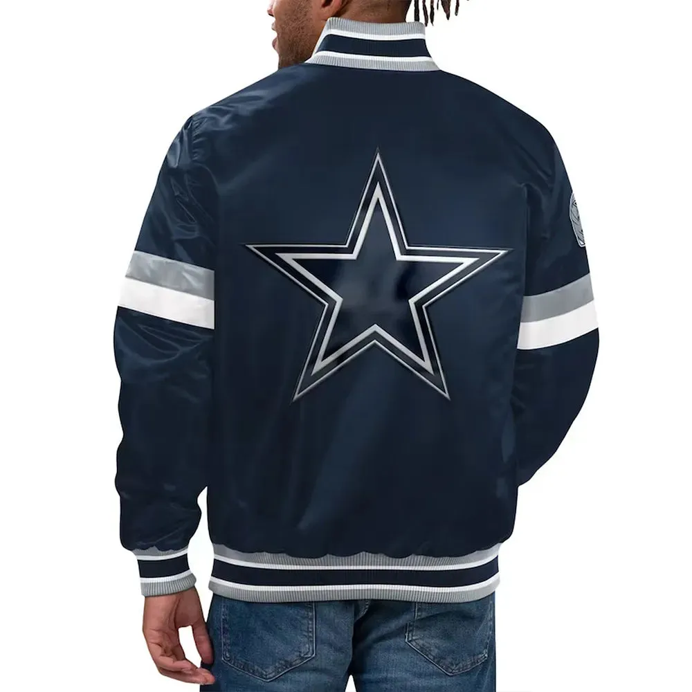 NFL Dallas Cowboys Navy Satin Jacket Men and Women