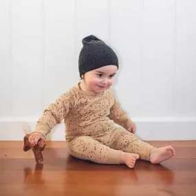 Nui Organics Organic Cotton Fleece Romper - Toffee
