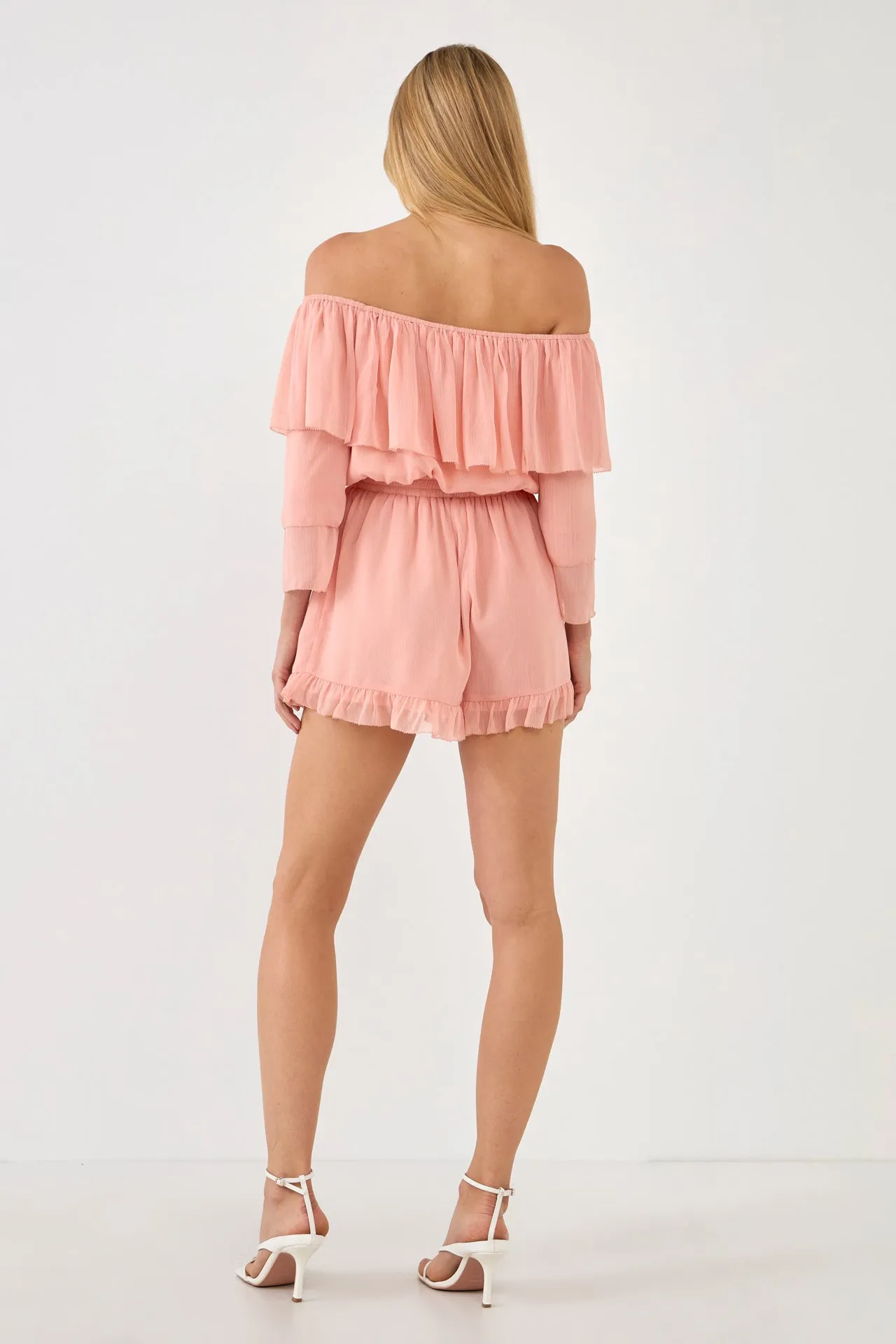 Off-shouldered Romper with Stitch Detail