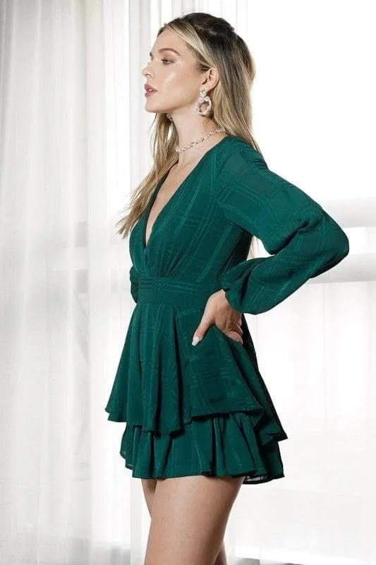 ONE AND ONLY COLLECTIVE Long Sleeve Tiered Mini Romper
