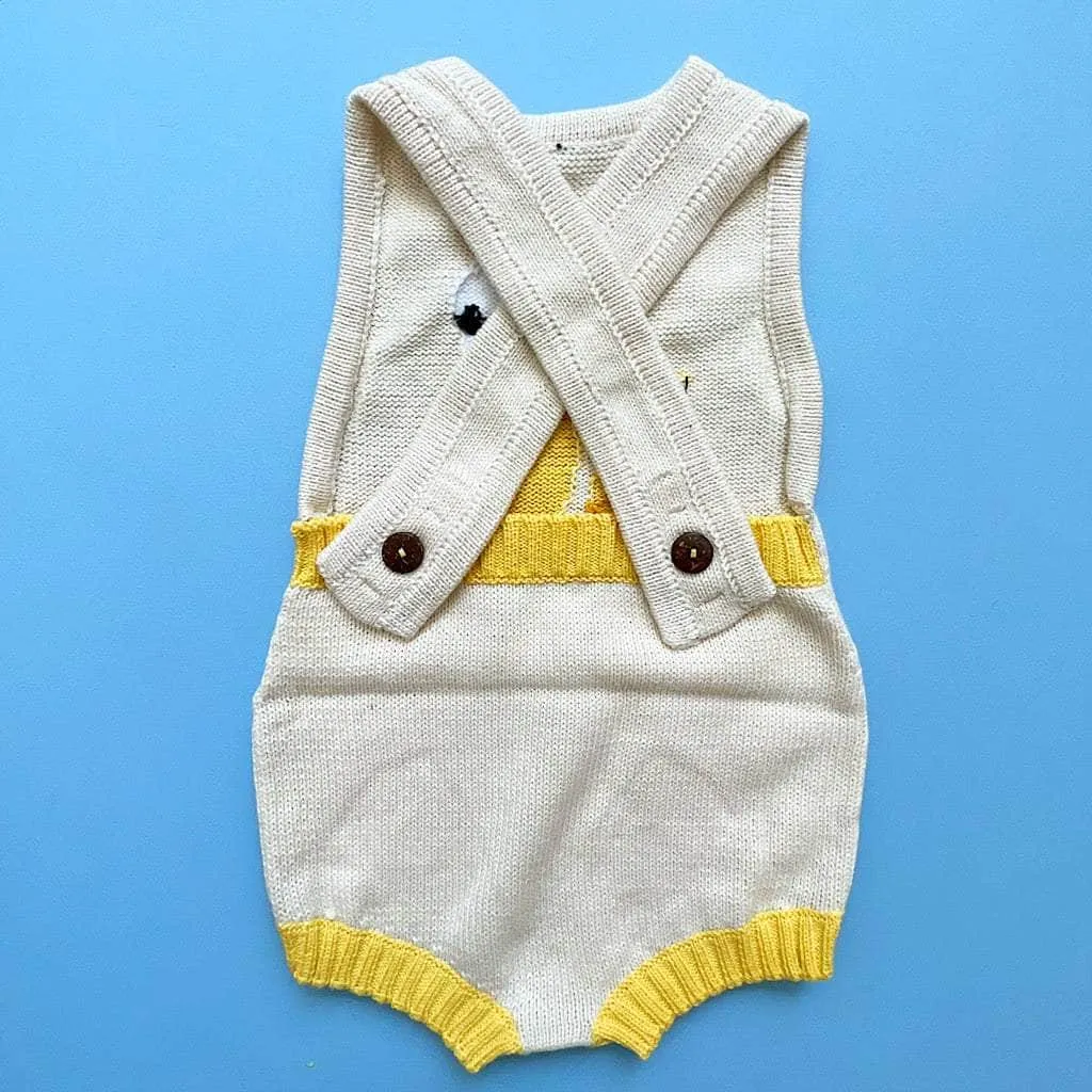 Organic Baby Romper, Sleeveless Knit - Banana