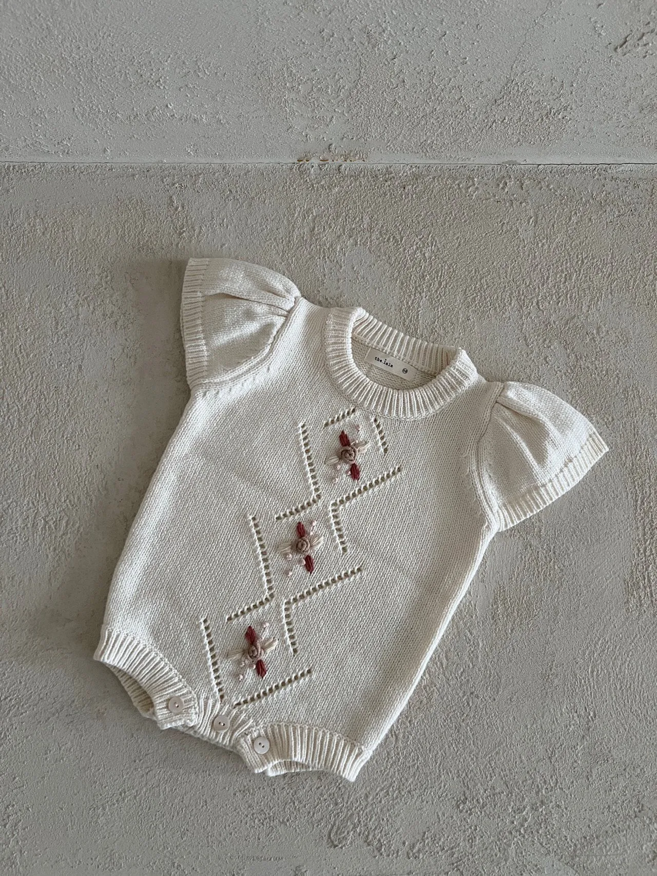 Over Flower Knit Romper
