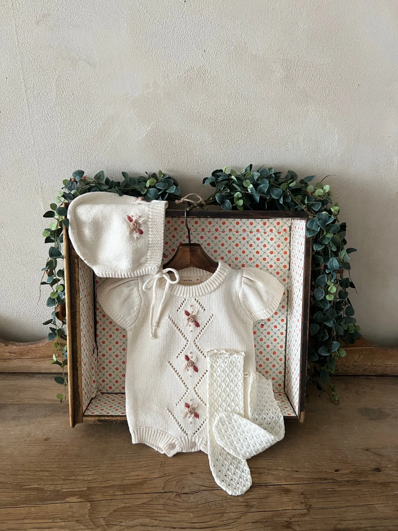 Over Flower Knit Romper