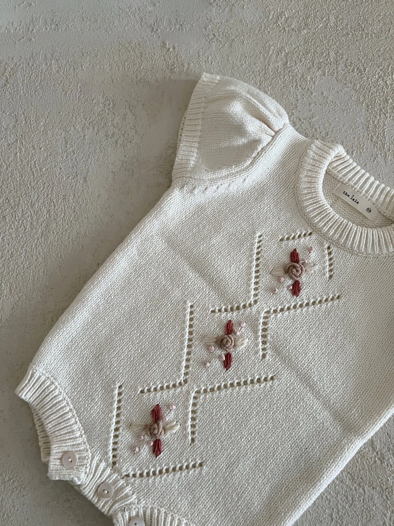 Over Flower Knit Romper