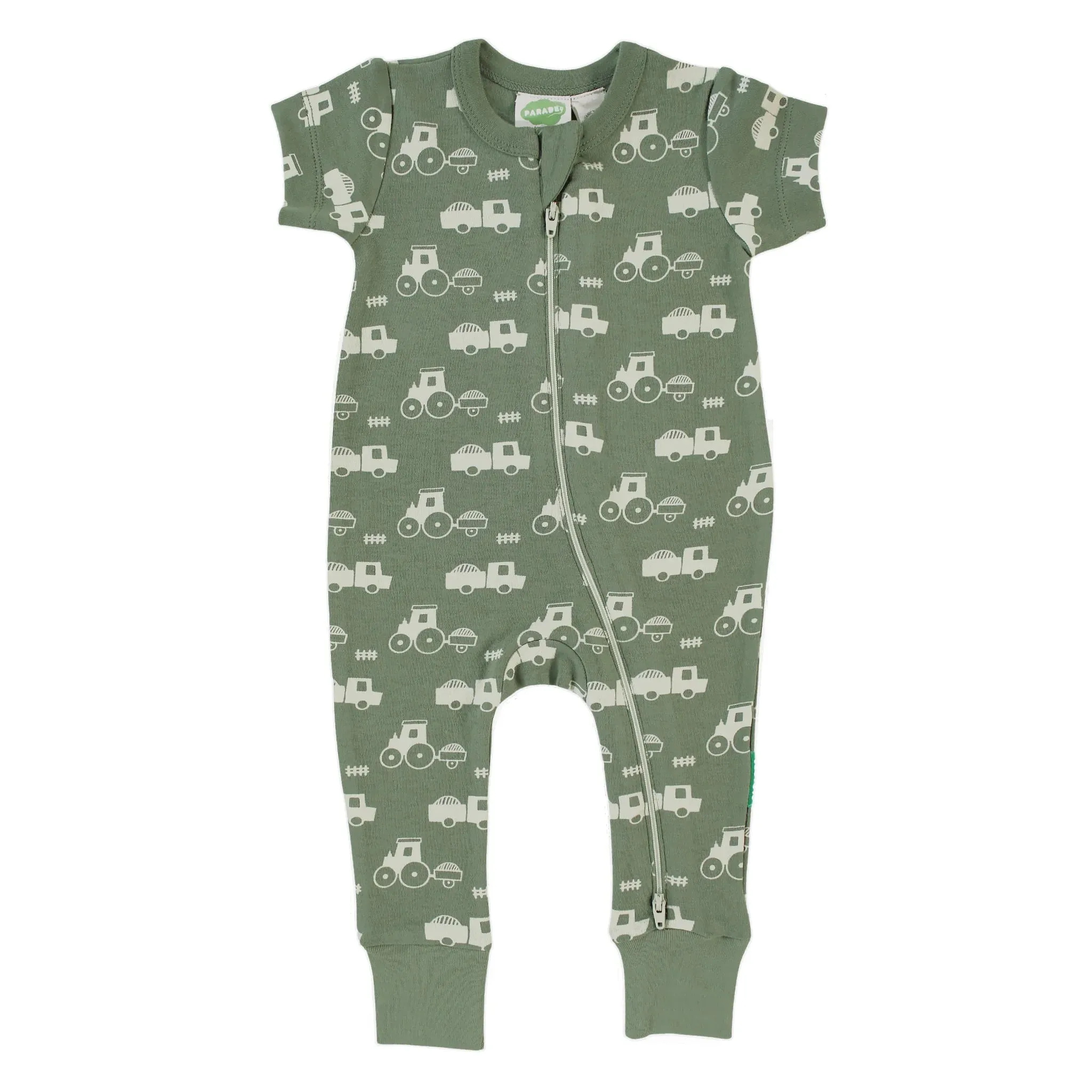 Parade Organics - Tractors Organic Cotton Short Sleeve 2-Way Zipper Romper