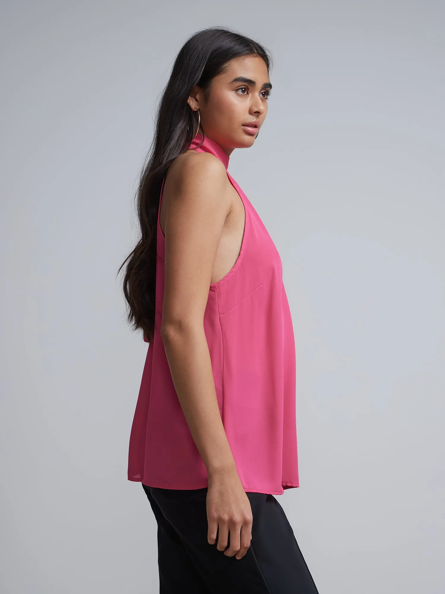 Petite Bow-Neck Halterneck Blouse