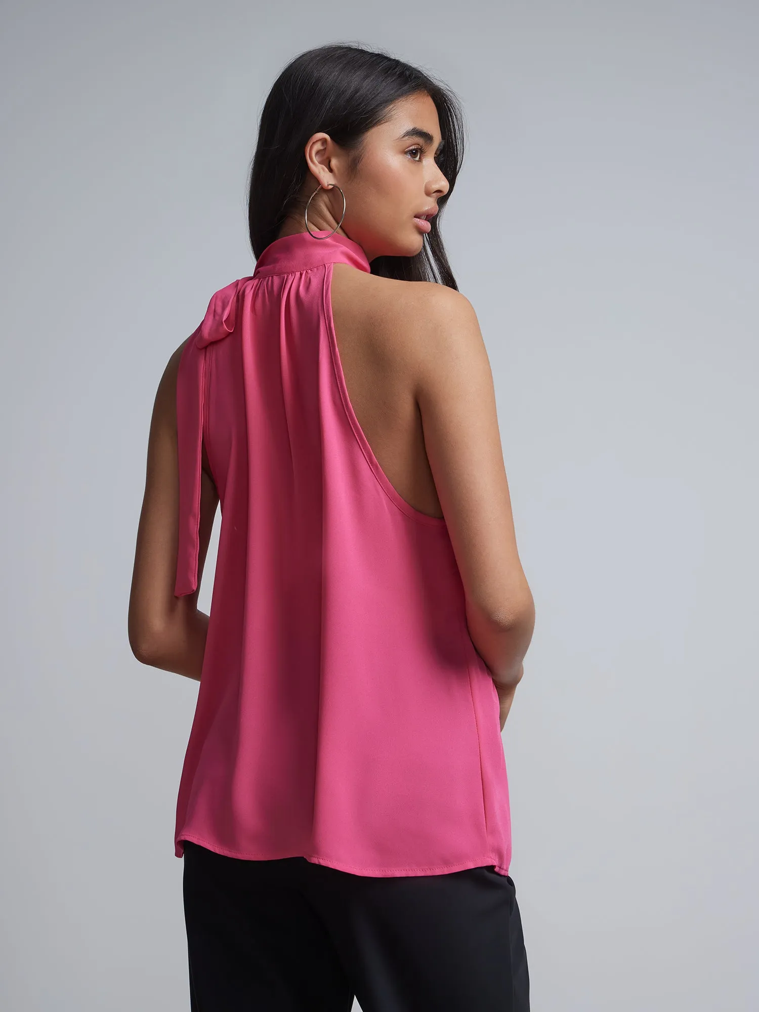 Petite Bow-Neck Halterneck Blouse