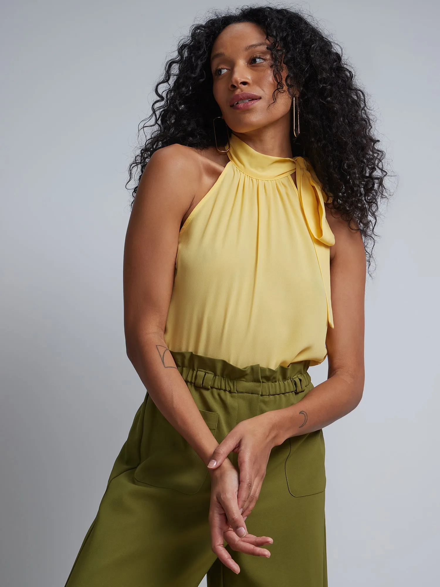 Petite Bow-Neck Halterneck Blouse