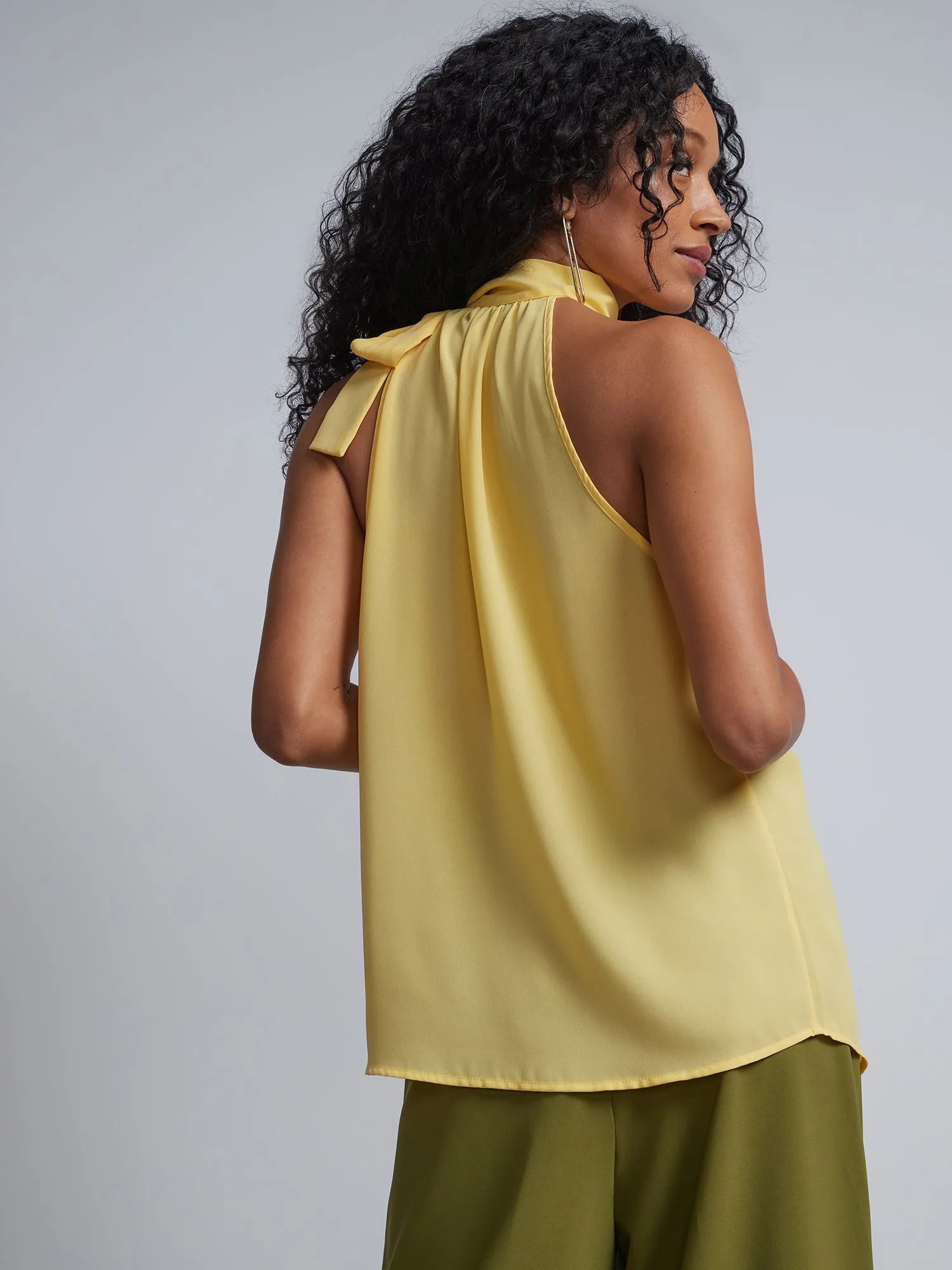 Petite Bow-Neck Halterneck Blouse