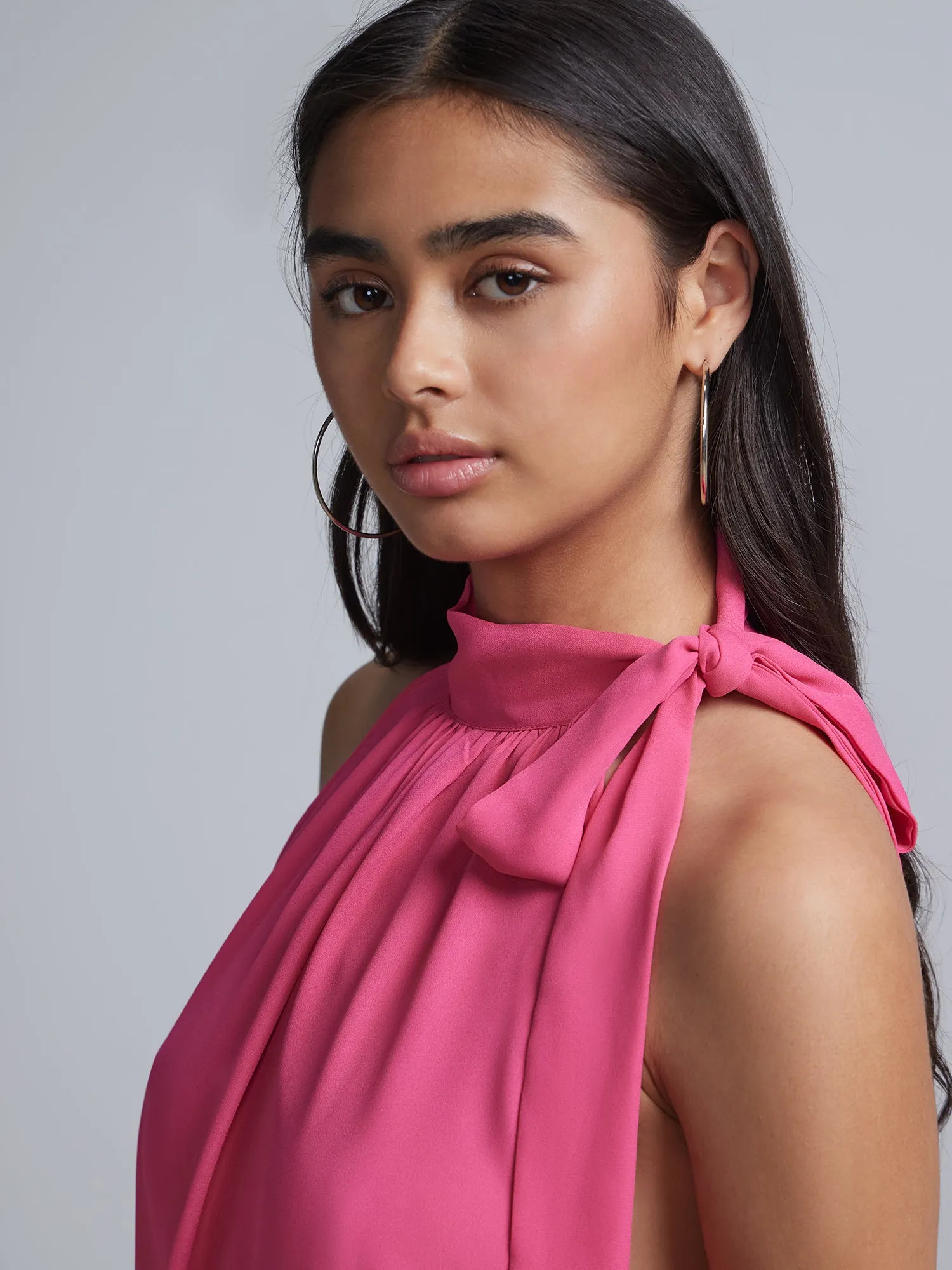 Petite Bow-Neck Halterneck Blouse