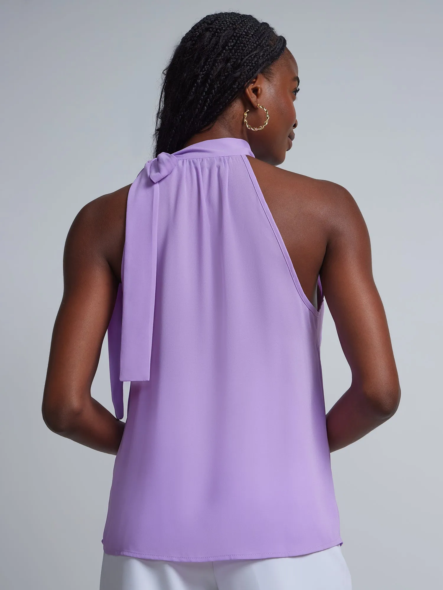 Petite Bow-Neck Halterneck Blouse