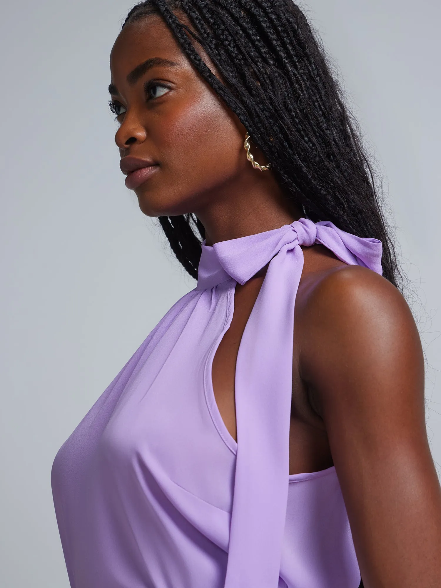 Petite Bow-Neck Halterneck Blouse