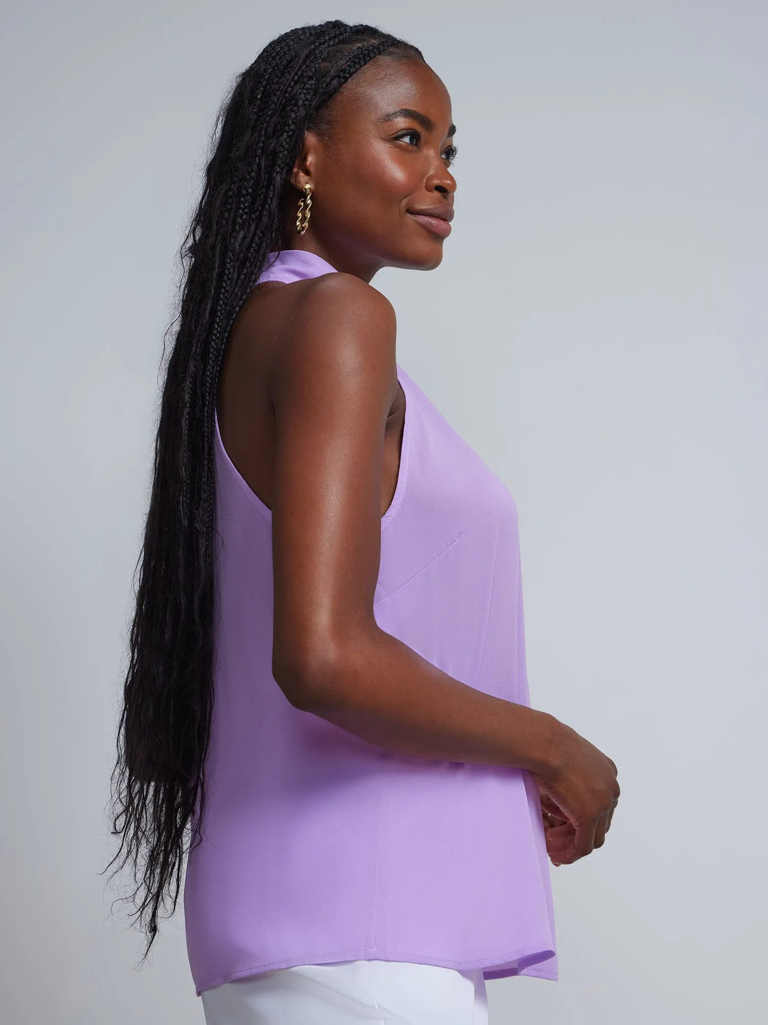 Petite Bow-Neck Halterneck Blouse