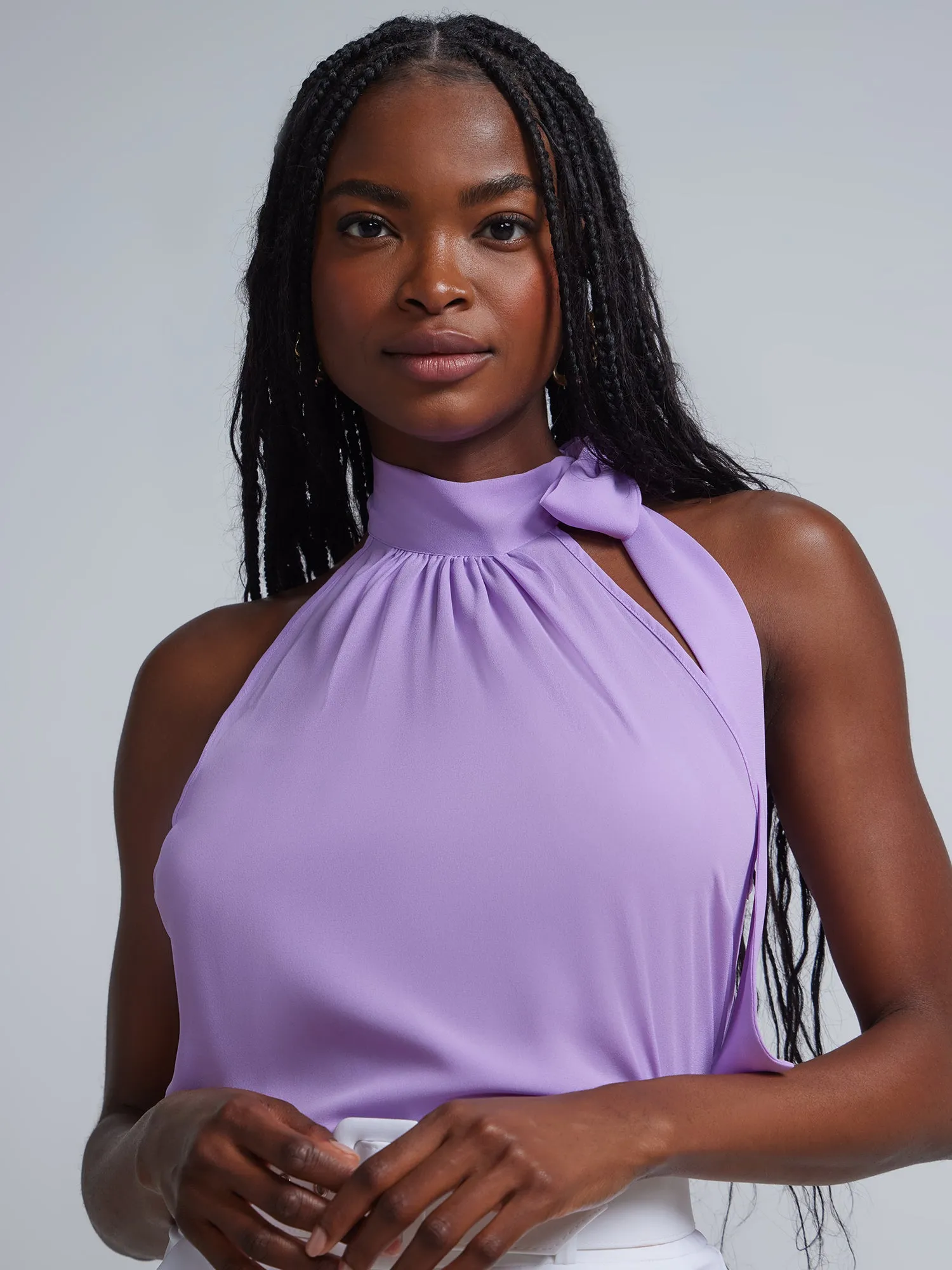Petite Bow-Neck Halterneck Blouse