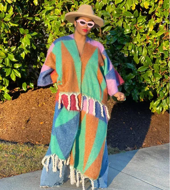 Plus Size Fringe Cardigan Ankle Length