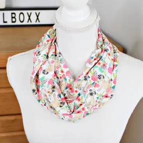 Pug Dog Print Skinny Infinity Scarf