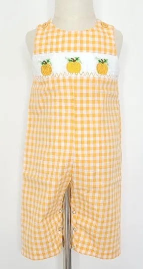 Pumpkin Smocked Boys Jon Jon Romper