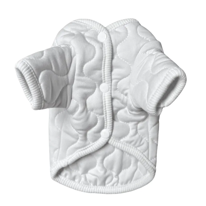 Quilted Button-Up Coat - White